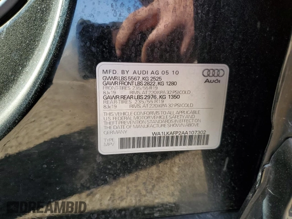 2010 Audi Q5 Premium Plus с VIN WA1LKAFP2AA107302, выставлен на аукционе Copart как лот 56192015 с пробегом 164 065 миль миль и Списание • Salvage title. История ставок и продаж доступна на DreamBid. Изображение 12.