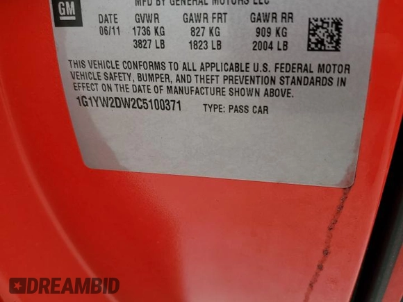 2012 Chevrolet Corvette Z16 Grand Sport 3LT with VIN 1G1YW2DW2C5100371, listed as a Copart auction lot 86162324 with 31,792 mi miles and Clean title. Bid and sale history available at DreamBid. Image 12.