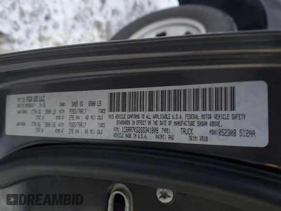 2016 Ram 1500 Express with VIN 1C6RR7KG2GS341809, listed as a Copart auction lot 87940775 with 84,379 mi miles and Clean title. Bid and sale history available at DreamBid. Image 12.
