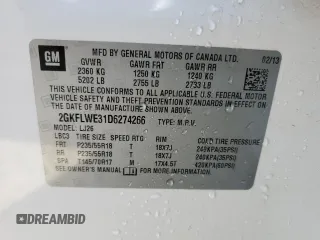 2013 GMC Terrain SLT z VIN 2GKFLWE31D6274266, wystawiony jako Copart lot #53451835 z przebiegiem 131 230 mil mil oraz Szkody całkowita. Historia ofert i sprzedaży dostępna na DreamBid. Obrazek 13.