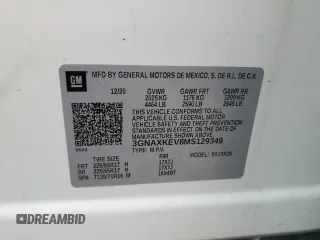 2021 Chevrolet Equinox LT with VIN 3GNAXKEV8MS129349, listed as a Copart auction lot 51247115 with 81,892 mi miles and Salvage Title. Bid and sale history available at DreamBid. Image 14.