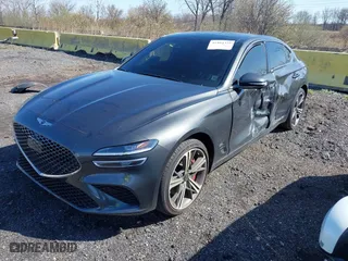 2025 Genesis G70 3.3T Sport Advanced with VIN KMTG54SE6SU149655, listed as a IAAI auction lot 41884329 with 3,287 mi miles. Bid and sale history available at carsss.com. Image 2.