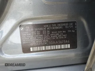 2010 BMW 3 Series 335i with VIN WBAPM7C50AA367346, listed as a Copart auction lot 50266965 with 121,205 mi miles and Salvage title. Bid and sale history available at DreamBid. Image 12.