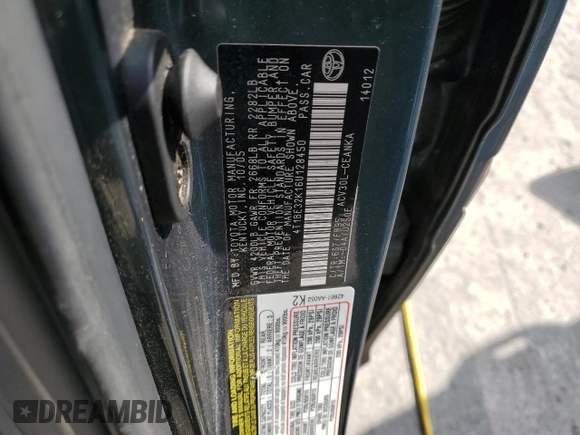 2006 Toyota Camry STD with VIN 4T1BE32K16U128450, listed as a Copart auction lot 56001615 with 154,225 mi miles and Clean Title. Bid and sale history available at DreamBid. Image 12.