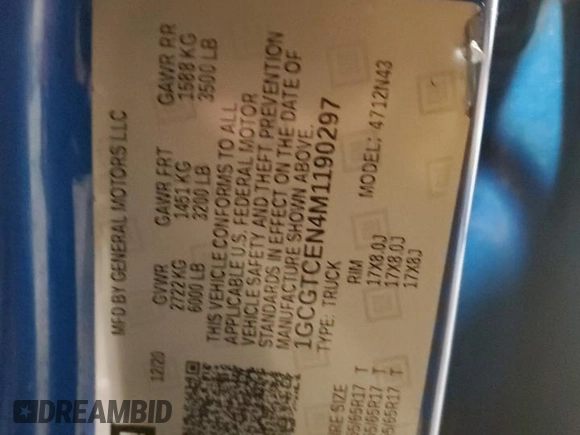 2021 Chevrolet Colorado 4WD LT с VIN 1GCGTCEN4M1190297, выставлен на аукционе Copart как лот 57832815 с пробегом 48 509 миль миль и Списание • Salvage title. История ставок и продаж доступна на DreamBid. Изображение 12.