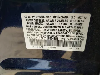 2014 Acura ILX with VIN 19VDE1F31EE004253, listed as a IAAI auction lot 41997152 with 126,788 mi miles. Bid and sale history available at carsss.com. Image 9.