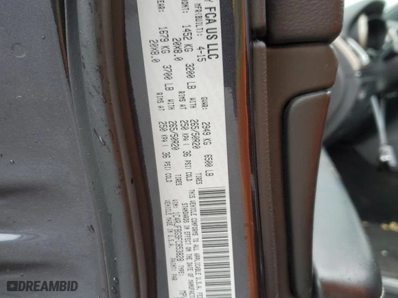 2015 Jeep Grand Cherokee Limited with VIN 1C4RJFBG9FC853828, listed as a Copart auction lot 48600395 with 123,699 mi miles and Salvage Title. Bid and sale history available at carsss.com. Image 14.