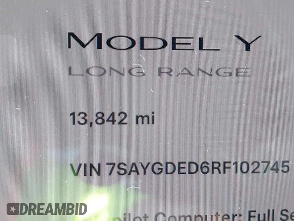 2024 Tesla Model Y с VIN 7SAYGDED6RF102745, выставлен на аукционе IAAI как лот 41824709 с пробегом 13 842 миль миль и . История ставок и продаж доступна на DreamBid. Изображение 15.