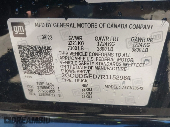 2024 Chevrolet Silverado 1500 LTZ with VIN 2GCUDGED7R1152966, listed as a IAAI auction lot 42037717 with 13,609 mi miles and . Bid and sale history available at DreamBid. Image 9.