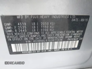 2016 Subaru Legacy Limited with VIN 4S3BNBL67G3011236, listed as a IAAI auction lot 42087438 with 204,055 mi miles and . Bid and sale history available at carsss.com. Image 9.