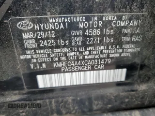 2012 Hyundai Sonata Hybrid with VIN KMHEC4A4XCA031479, listed as a Copart auction lot 55729195 with 175,054 mi miles and Clean Title. Bid and sale history available at carsss.com. Image 12.