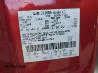 2008 Ford F-150 STX with VIN 1FTRX14W48FA50562, listed as a Copart auction lot 56163265 with 121,496 mi miles and Clean title. Bid and sale history available at DreamBid. Image 12.