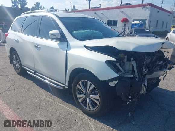 2019 Nissan Pathfinder S with VIN 5N1DR2MNXKC640870, listed as a IAAI auction lot 41490215 with 82,823 mi miles and . Bid and sale history available at DreamBid. Image 1.