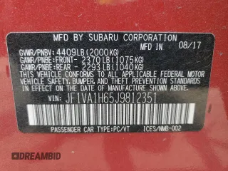 2018 Subaru WRX Limited with VIN JF1VA1H65J9812351, listed as a Copart auction lot 59925895 with 180,219 mi miles and Salvage title. Bid and sale history available at DreamBid. Image 12.