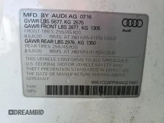 2017 Audi SQ5 Premium Plus with VIN WA1CCAFP0HA027441, listed as a Copart auction lot 68617354 with 111,474 mi miles and Clean Title. Bid and sale history available at carsss.com. Image 13.