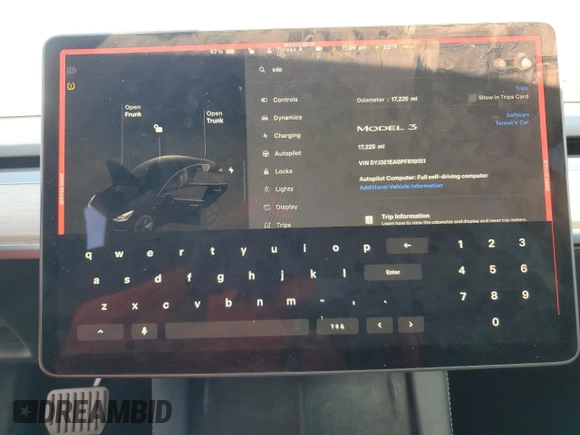 2023 Tesla Model 3 z VIN 5YJ3E1EA0PF619151, wystawiony jako Copart lot #72645774 z przebiegiem 17 725 mil mil oraz Szkoda całkowita • Salvage title. Historia ofert i sprzedaży dostępna na DreamBid. Obrazek 9.