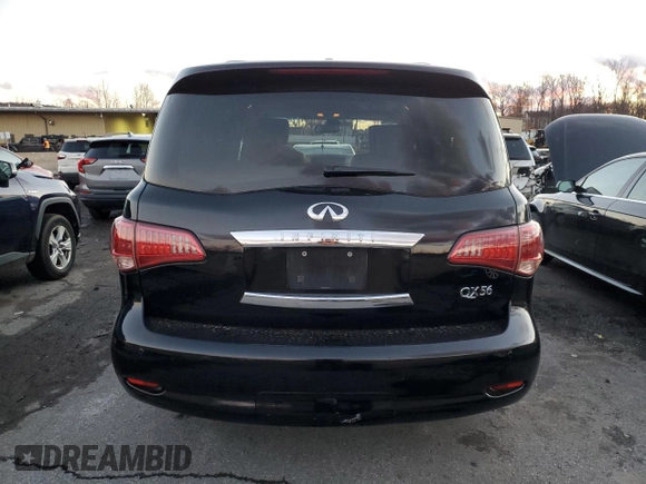 2012 Infiniti QX56 7-passenger with VIN JN8AZ2NE1C9015556, listed as a Copart auction lot 81671054 with 158,247 mi miles and Salvage Title. Bid and sale history available at carsss.com. Image 6.