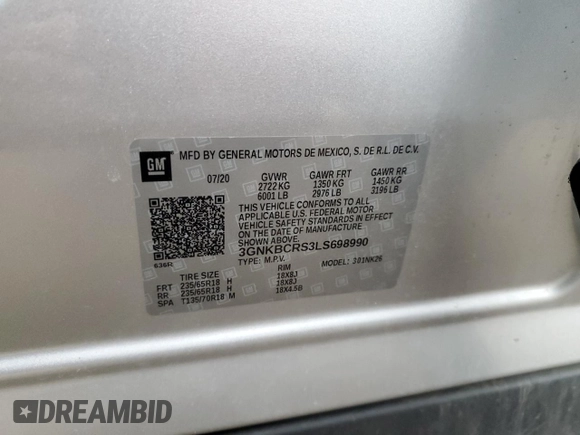 2020 Chevrolet Blazer LT z VIN 3GNKBCRS3LS698990, wystawiony jako Copart lot #49840215 z przebiegiem 81 144 mil mil oraz Szkoda całkowita • Salvage title. Historia ofert i sprzedaży dostępna na DreamBid. Obrazek 15.