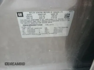 2012 GMC Terrain SLT-2 with VIN 2GKALWEK0C6172344, listed as a Copart auction lot 59610145 with 208,637 mi miles and Salvage title. Bid and sale history available at DreamBid. Image 13.