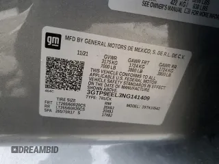2022 GMC Sierra 1500 Limited AT4 with VIN 3GTP9EEL3NG141409, listed as a Copart auction lot 78931254 with 53,789 mi miles and Salvage Title. Bid and sale history available at carsss.com. Image 12.