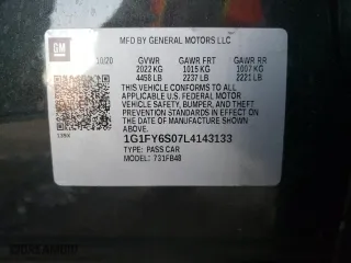 2020 Chevrolet Bolt EV LT with VIN 1G1FY6S07L4143133, listed as a Copart auction lot 71200562 with 15,920 mi miles. Bid and sale history available at carsss.com. Image 15.