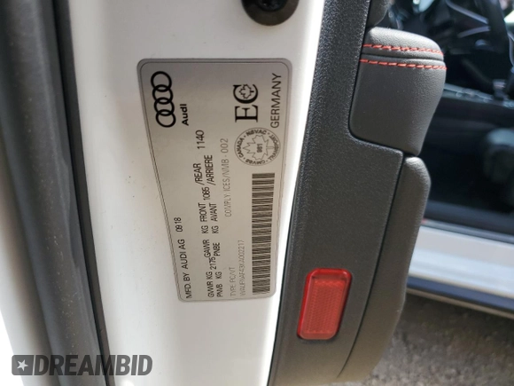 2019 Audi A4 Prestige with VIN WAUFNAF43KA002217, listed as a Copart auction lot 57820274 with 22,306 mi miles and Salvage Title. Bid and sale history available at carsss.com. Image 12.