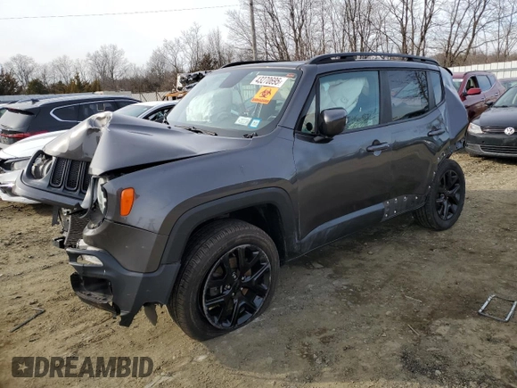 2018 Jeep Renegade Altitude with VIN ZACCJBBB9JPG71487, listed as a Copart auction lot 43270695 with 112,018 mi miles and Salvage title. Bid and sale history available at DreamBid. Image 1.