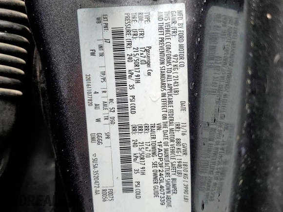 2016 Ford Focus SE with VIN 1FADP3F24GL407339, listed as a Copart auction lot 60744875 with 126,073 mi miles and Salvage title. Bid and sale history available at DreamBid. Image 13.