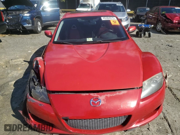 2004 Mazda RX-8 with VIN JM1FE173640127536, listed as a Copart auction lot 45384075 with 107,394 mi miles and Salvage Title. Bid and sale history available at carsss.com. Image 5.