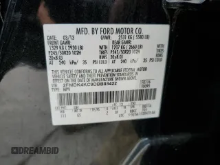 2013 Ford Edge Limited z VIN 2FMDK4KC9DBB93422, wystawiony jako Copart lot #53862374 z przebiegiem 65 797 mil mil oraz Szkody całkowita. Historia ofert i sprzedaży dostępna na DreamBid. Obrazek 14.