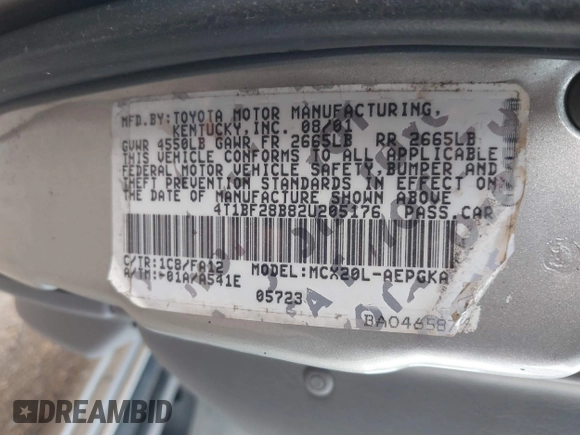 2002 Toyota Avalon XL with VIN 4T1BF28B82U205176, listed as a IAAI auction lot 41569373 with Not Provided miles and . Bid and sale history available at DreamBid. Image 9.