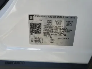 2020 GMC Terrain SLE with VIN 3GKALMEV0LL301726, listed as a Copart auction lot 61779595 with 42,015 mi miles and Salvage title. Bid and sale history available at DreamBid. Image 13.