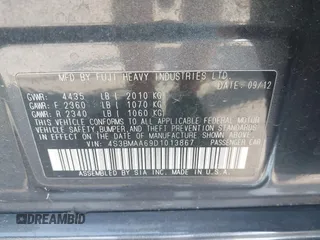 2013 Subaru Legacy 2.5i with VIN 4S3BMAA69D1013867, listed as a IAAI auction lot 42553567 with 286,112 mi miles and . Bid and sale history available at DreamBid. Image 9.