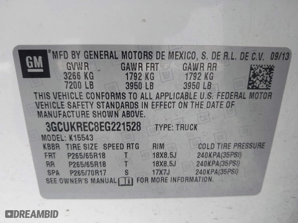 2014 Chevrolet Silverado 1500 LT with VIN 3GCUKREC8EG221528, listed as a IAAI auction lot 41549587 with 170,108 mi miles. Bid and sale history available at carsss.com. Image 9.