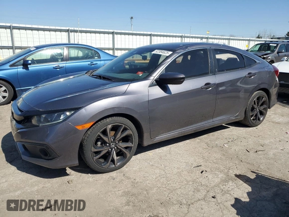 2019 Honda Civic Sport with VIN 2HGFC2F80KH565567, listed as a Copart auction lot 52384625 with 89,947 mi miles and Salvage title. Bid and sale history available at DreamBid. Image 1.