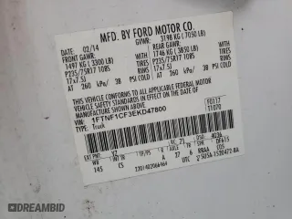 2014 Ford F-150 XL with VIN 1FTNF1CF3EKD47800, listed as a Copart auction lot 49216325 with 258,948 mi miles and Salvage Title. Bid and sale history available at carsss.com. Image 12.