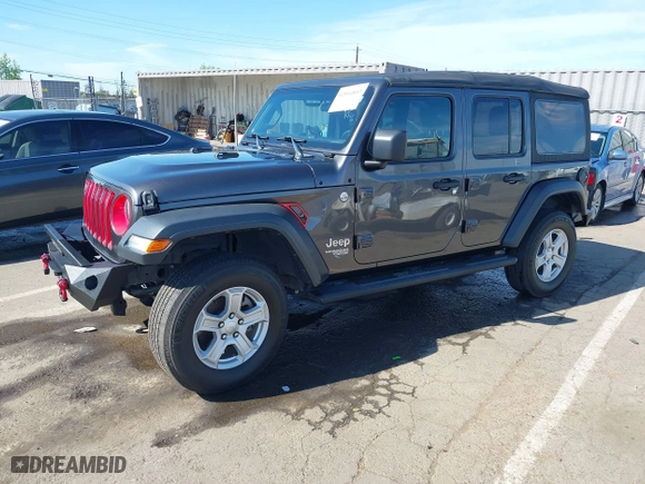 2018 Jeep Wrangler Unlimited Sport S with VIN 1C4HJXDG4JW149557, listed as a IAAI auction lot 42014833 with 54,472 mi miles. Bid and sale history available at carsss.com. Image 18.