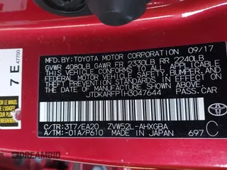 2017 Toyota Prius Plus with VIN JTDKARFP1H3047644, listed as a IAAI auction lot 41206808 with 73,910 mi miles and . Bid and sale history available at DreamBid. Image 9.