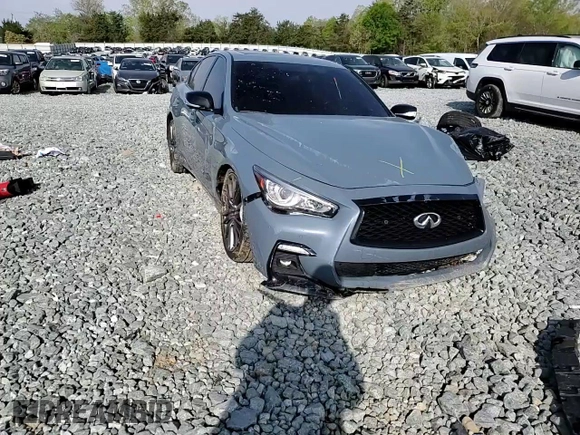 2021 Infiniti Q50 Red Sport 400 with VIN JN1FV7DP1MM850085, listed as a Copart auction lot 52563075 with Not provided miles and Salvage title. Bid and sale history available at DreamBid. Image 11.