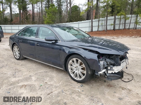 2014 Audi A8 3.0L TDI with VIN WAURMAFD1EN011155, listed as a Copart auction lot 49234365 with 106,967 mi miles and Salvage title. Bid and sale history available at DreamBid. Image 4.