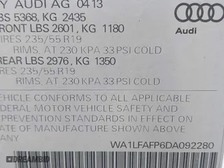2013 Audi Q5 Premium Plus with VIN WA1LFAFP6DA092280, listed as a IAAI auction lot 41874610 with 183,188 mi miles. Bid and sale history available at carsss.com. Image 9.