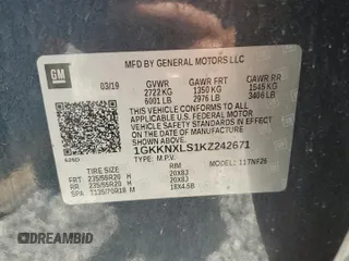 2019 GMC Acadia Denali with VIN 1GKKNXLS1KZ242671, listed as a Copart auction lot 52595325 with 54,411 mi miles and Salvage Title. Bid and sale history available at carsss.com. Image 16.