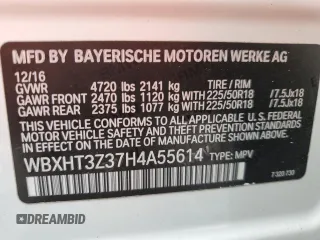 2017 BMW X1 xDrive28i with VIN WBXHT3Z37H4A55614, listed as a Copart auction lot 63491415 with 120,680 mi miles and Salvage title. Bid and sale history available at DreamBid. Image 13.