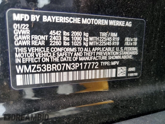 2022 MINI Countryman Cooper S with VIN WMZ53BR07N3P17772, listed as a Copart auction lot 53983525 with Not provided miles and Salvage title. Bid and sale history available at DreamBid. Image 13.