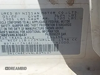 2022 Nissan Versa SV z VIN 3N1CN8EV4NL839437, wystawiony jako IAAI lot #42020629 z przebiegiem 46 138 mil mil oraz . Historia ofert i sprzedaży dostępna na DreamBid. Obrazek 9.