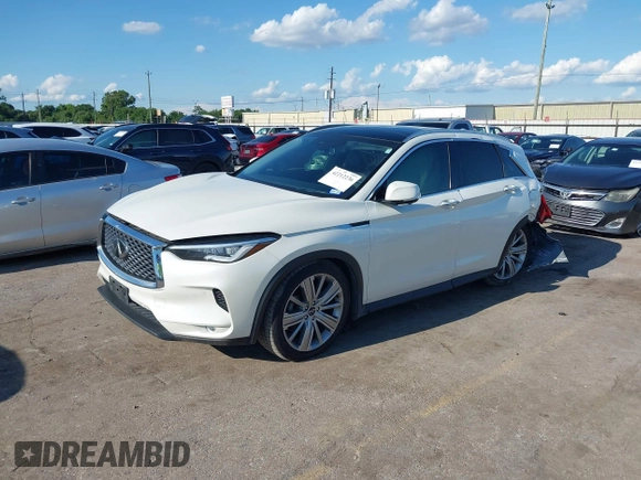 2020 Infiniti QX50 Luxe with VIN 3PCAJ5M15LF120478, listed as a IAAI auction lot 42212236 with 85,851 mi miles and . Bid and sale history available at DreamBid. Image 2.