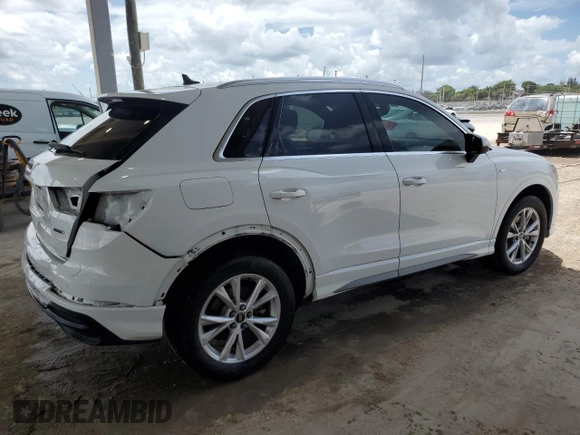 2021 Audi Q3 S line Premium with VIN WA1DECF3XM1045978, listed as a Copart auction lot 59963385 with 43,074 mi miles and Salvage title. Bid and sale history available at DreamBid. Image 3.