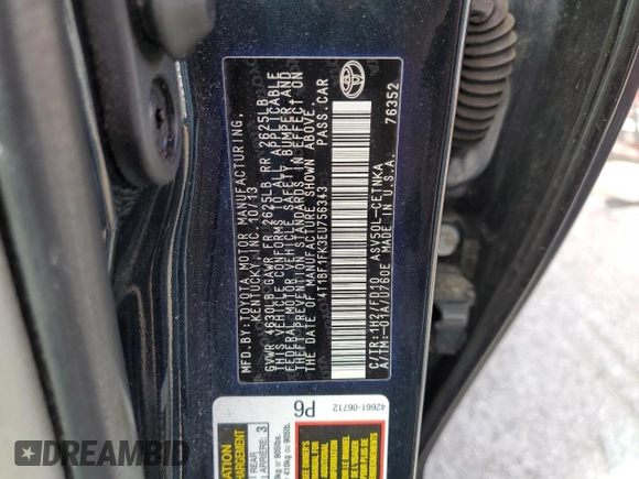 2014 Toyota Camry L with VIN 4T1BF1FK3EU756343, listed as a Copart auction lot 50386915 with 166,813 mi miles and Non Repairable. Bid and sale history available at carsss.com. Image 13.
