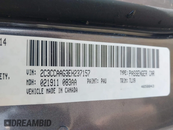 2014 Chrysler 300 with VIN 2C3CCAAG3EH237157, listed as a IAAI auction lot 41986053 with 61,372 mi miles and . Bid and sale history available at DreamBid. Image 9.