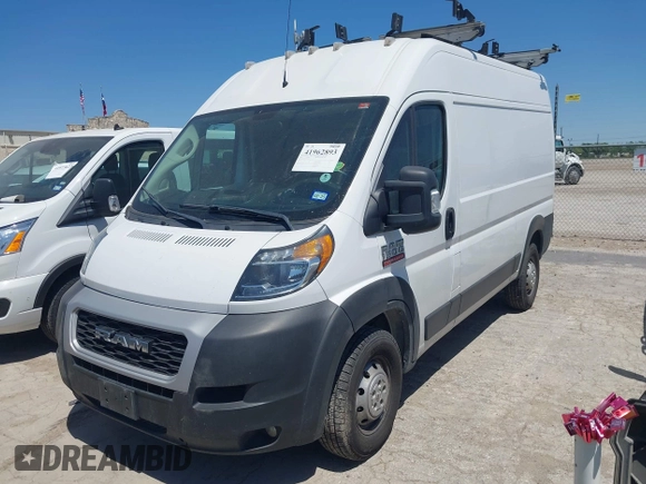 2021 Ram ProMaster Cargo with VIN 3C6LRVBG9ME560727, listed as a IAAI auction lot 41962893 with 110,477 mi miles. Bid and sale history available at carsss.com. Image 2.